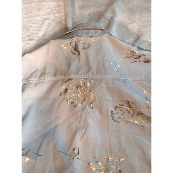 Zeroyaa Mens Small Short Sleeve Button Up White Shiny Gold Paisley Shirt - Picture 13 of 16